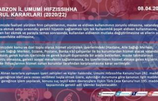 Trabzon İl Umumi Hıfzıssıhha Kurulundan maske...